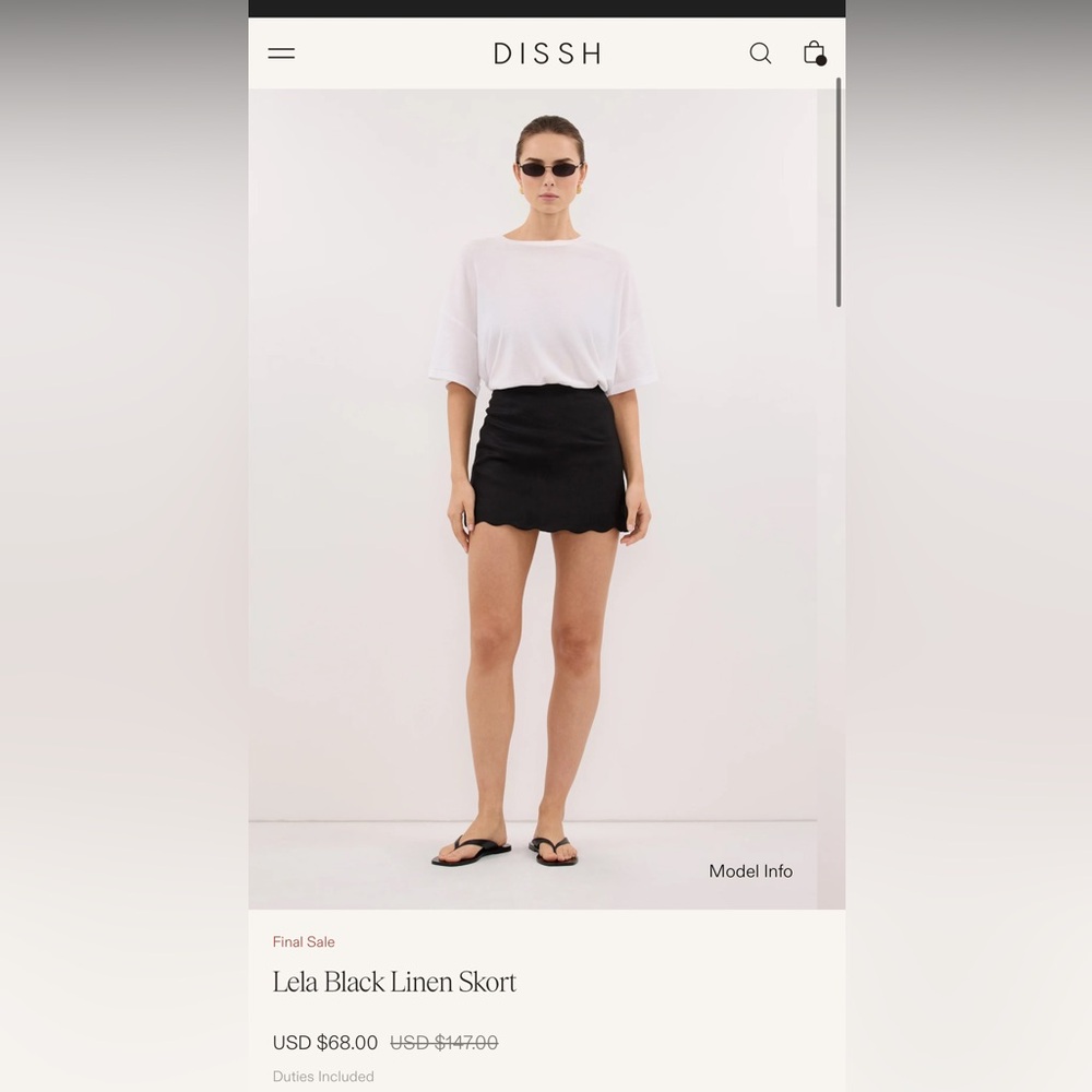 Lela Black Linen Skort DISSH